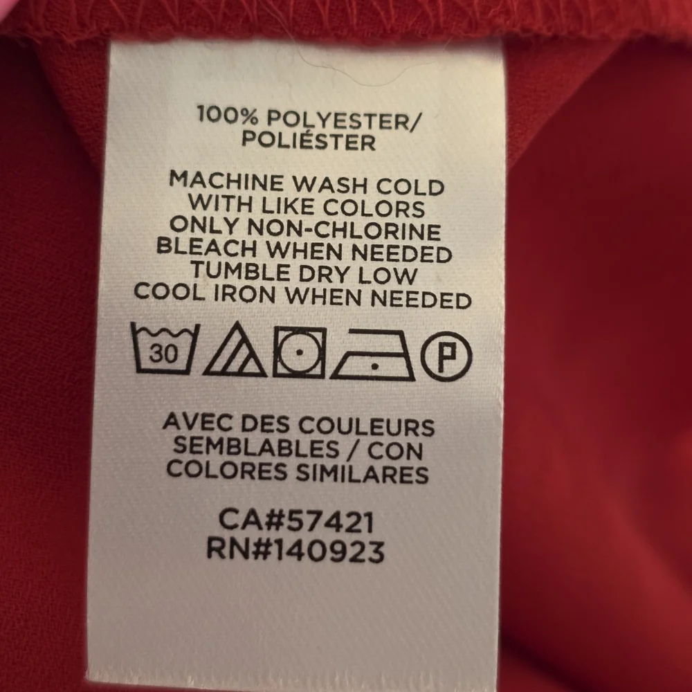 NWT LOFT Outlet Red Chiffon Ruffle Neck Blouse Size Small